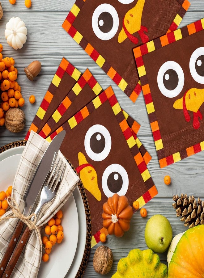 Whaline 80Pcs Thanksgiving Turkey Paper Napkins Funny Turkey Face Disposable Napkins Fall Autumn Luncheon Dinner Napkins for Holiday Birthday Table Decor Party Supplies - Image 5